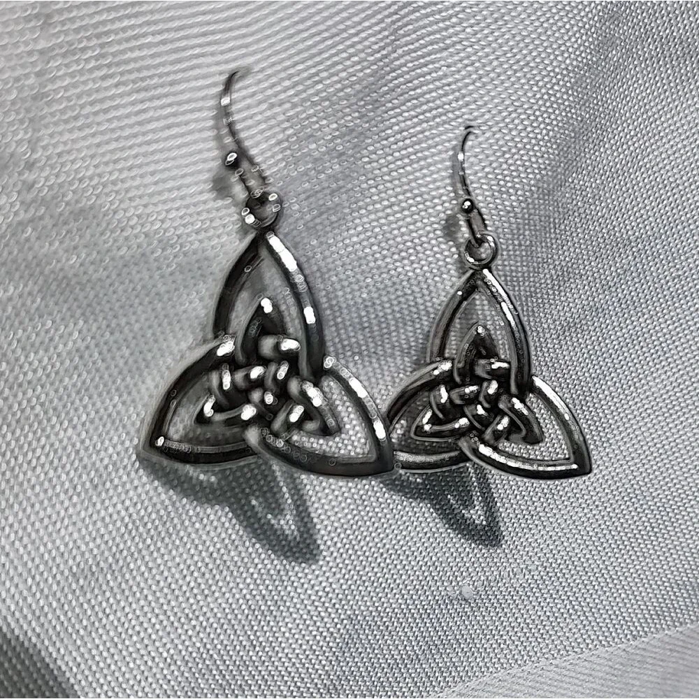 Silver Tone Celtic Knot Earrings